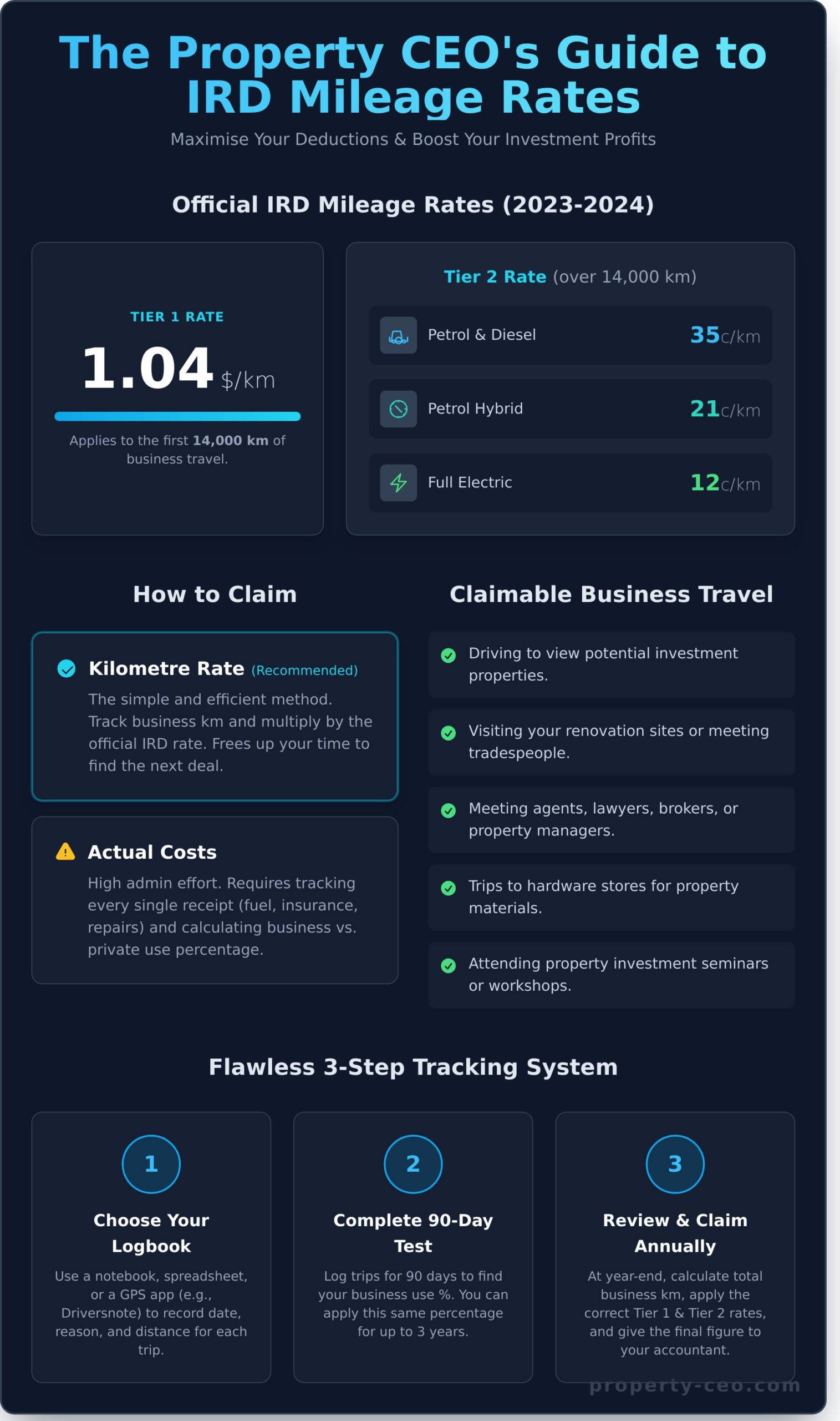IRD Mileage Rate NZ: A Property Investor’s Guide to Maximising Claims - Infographic